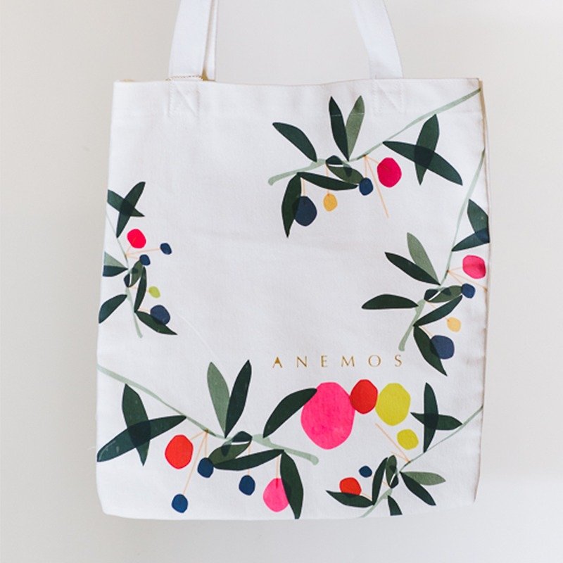 Flora Series: "Morning Glory" Cotton Canvas Bag - กระเป๋าแมสเซนเจอร์ - วัสดุอื่นๆ ขาว