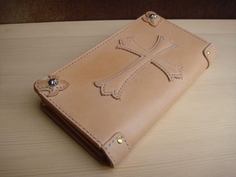 [ISSIS] Vegetable tanned leather hand-sewn long clip - กระเป๋าสตางค์ - หนังแท้ 