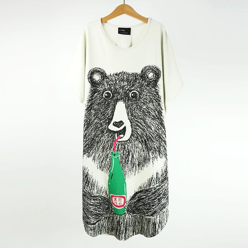 Urb black bear soda more wear canvas - One Piece Dresses - Cotton & Hemp Khaki