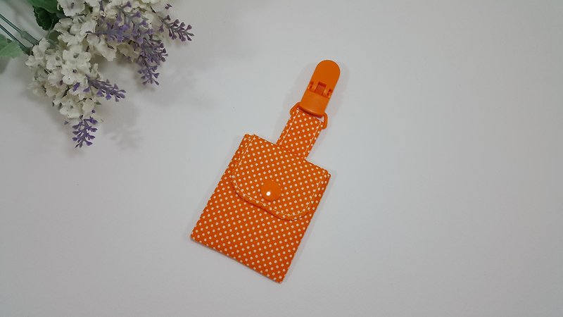 點點派對平安符袋夾(熱帶橙) - 平安符袋 - 棉．麻 橘色
