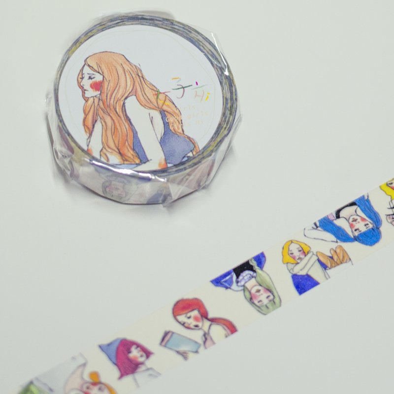 女孩亂亂站和紙膠帶 - Washi Tape - Paper Multicolor