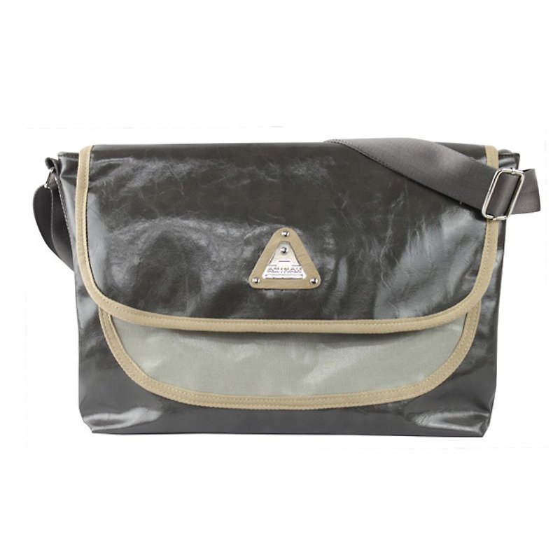 AMINAH-Grey collage messenger bag [am-0238] - Messenger Bags & Sling Bags - Faux Leather Gray