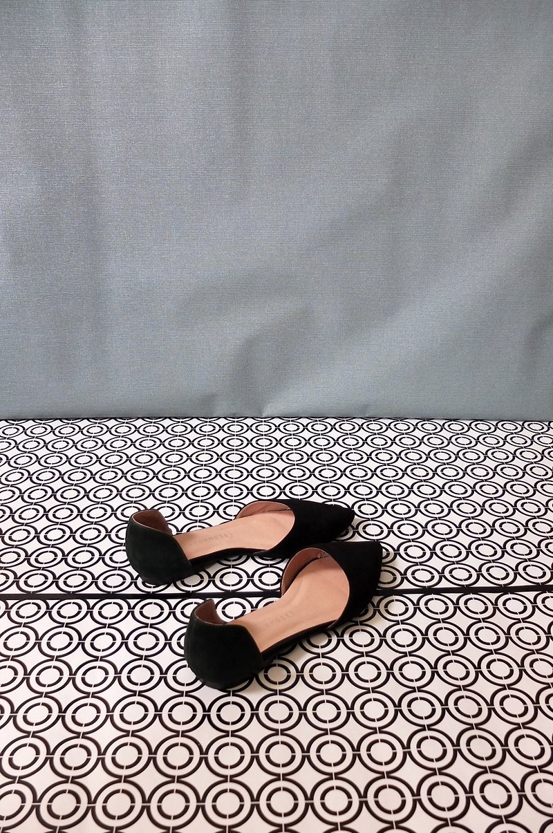 Métaformose黑綠拼色羊皮絨面簍空平底鞋 (可作全黑或其他顏色) - 女休閒鞋/帆布鞋 - 真皮 