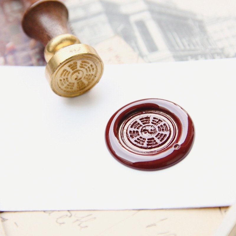 Sealing Wax Stamp Set w/a wax- Tai Chi Symbol - Stamps & Stamp Pads - Other Metals Red