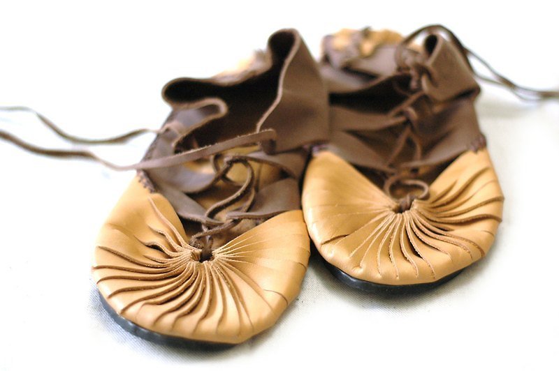 手工真皮平底鞋 {23-24cm雙色卡其咖啡} - Women's Casual Shoes - Genuine Leather Brown