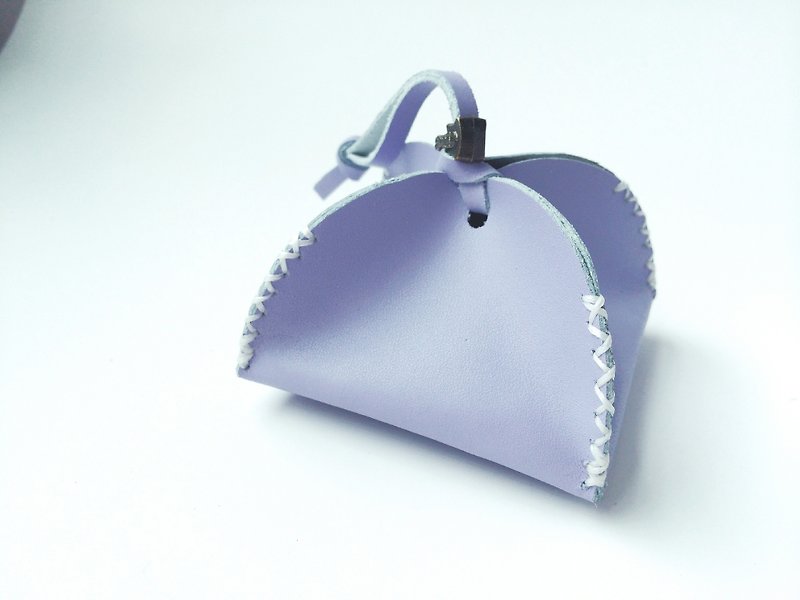 Zemoneni Leather purse all purpose for coin in Light purple color - กระเป๋าใส่เหรียญ - หนังแท้ สีม่วง