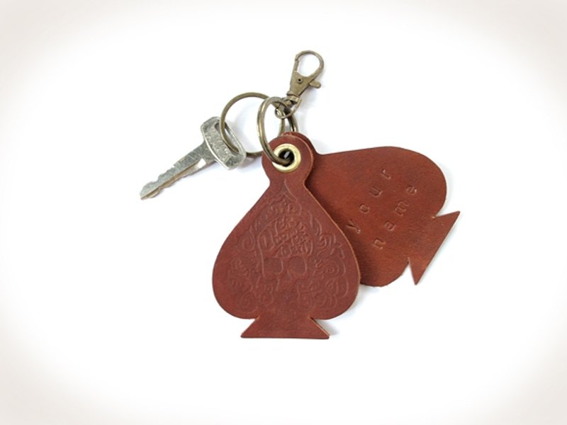 Rock it ROCK x x personality to cope with adversity all handmade leather key chain (Brown) Comments 2 groups - ที่ห้อยกุญแจ - หนังแท้ สีทอง