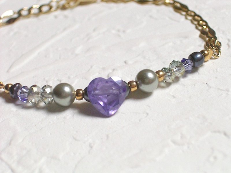 Stone love bracelet purple gray - สร้อยข้อมือ - วัสดุอื่นๆ สีม่วง