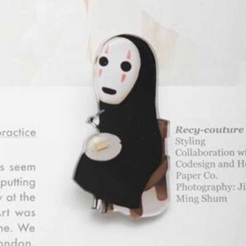 ＊pinpin＊宮崎駿無臉男壓克力徽章 - 徽章/別針 - 塑膠 黑色