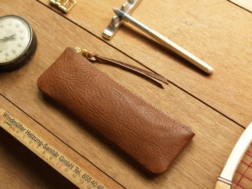 名入れ】台湾製高級牛革筆箱/筆袋（ギフト包装） - ショップ 本