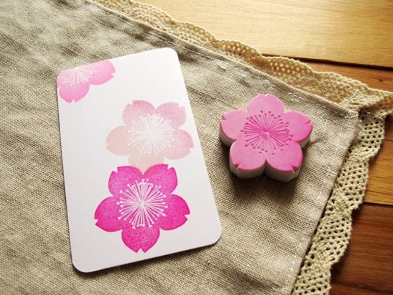 Apu Handmade Chapter Large Cherry Blossom/Peach Stamp Hand Book Stamp - ตราปั๊ม/สแตมป์/หมึก - ยาง 