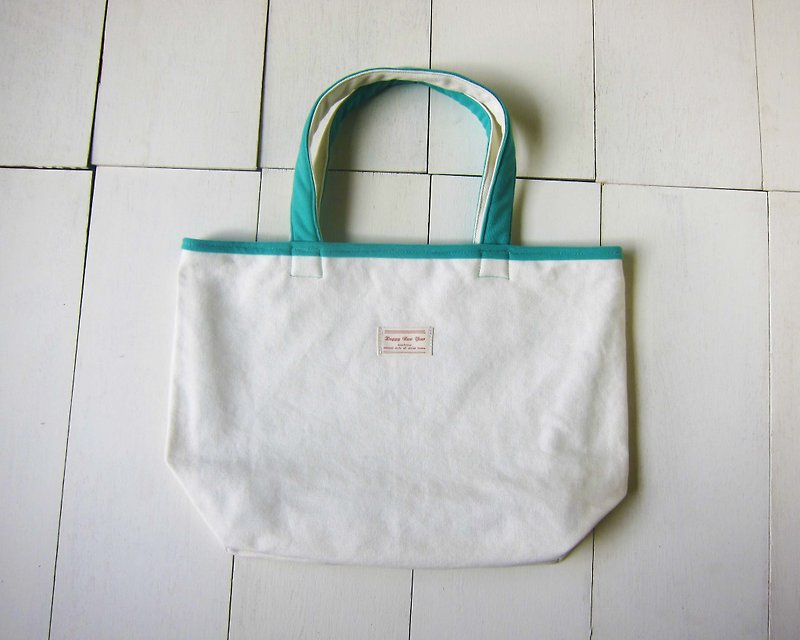 馬卡龍系列-牛奶色帆布中型托特包 (NO 11: Macaron / Milk) - Messenger Bags & Sling Bags - Other Materials Multicolor
