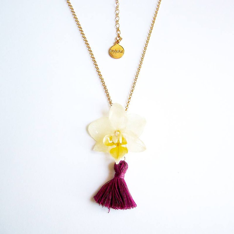 "PS anthomaniac AGFC" (produced by injection) full stereoscopic true Phalaenopsis flower production of hand-woven tassel necklace necklace 24K gold plated necklace - สร้อยติดคอ - พืช/ดอกไม้ หลากหลายสี
