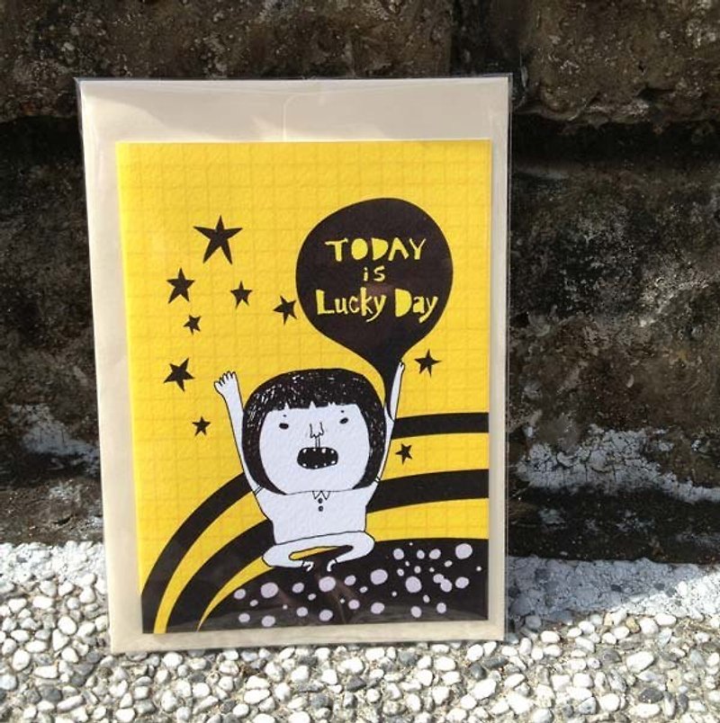 Waste foam illustration card -Lucky day - การ์ด/โปสการ์ด - กระดาษ สีเหลือง