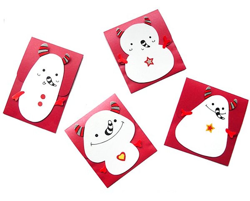 Craft Cards modeling section: horns snowman (small cards, Christmas cards) - Cards & Postcards - Paper White