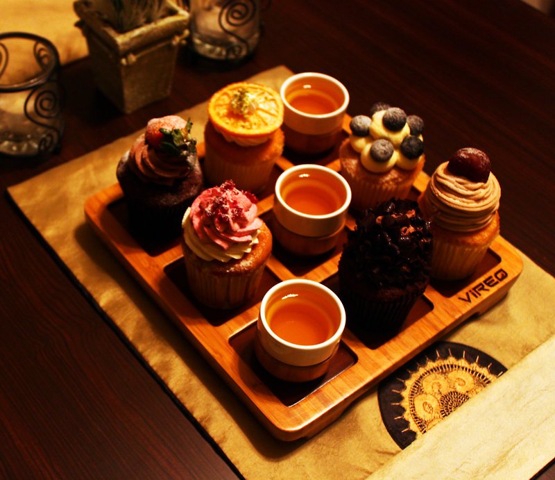 OOXX Tea Cup Set |Tic-Tac-Toe| Nine-Square Division| Make Tea| Golden Pin Design - Teapots & Teacups - Pottery Brown