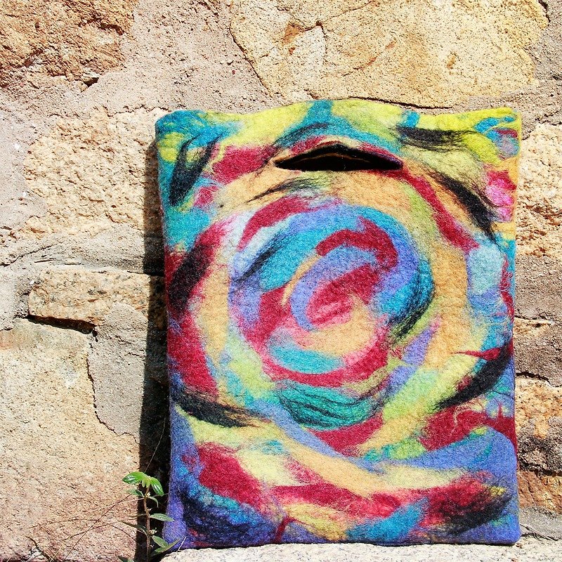 Handmade customized wool felt needled bag ( Item as picture shown)—color - กระเป๋าถือ - ขนแกะ หลากหลายสี