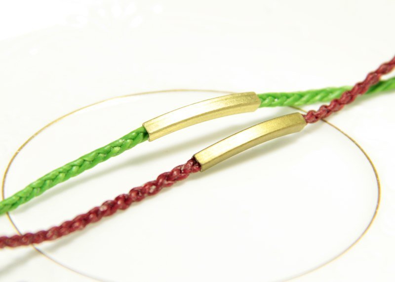 Monochrome silk wax copper wire arc bracelet - Bracelets - Other Metals Red
