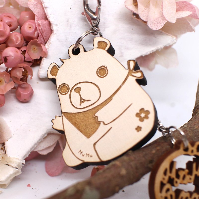 MuMu Sweety ✿ White Baby Bear / keychain / mobile phone strap / hardcover - ที่ห้อยกุญแจ - ไม้ ขาว