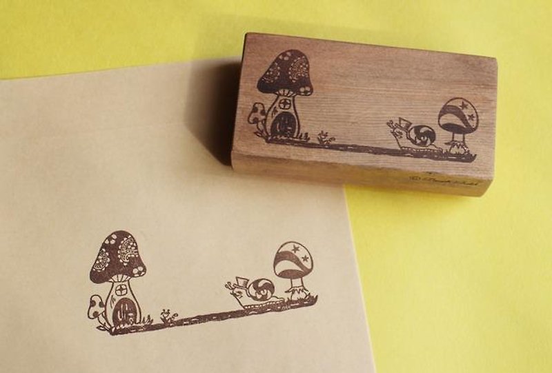 【好評加售】蝸牛的家 木頭印章 - 印章/印台 - 木頭 咖啡色