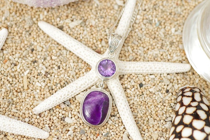 Sugilite and amethyst pendant top - Necklaces - Gemstone Purple