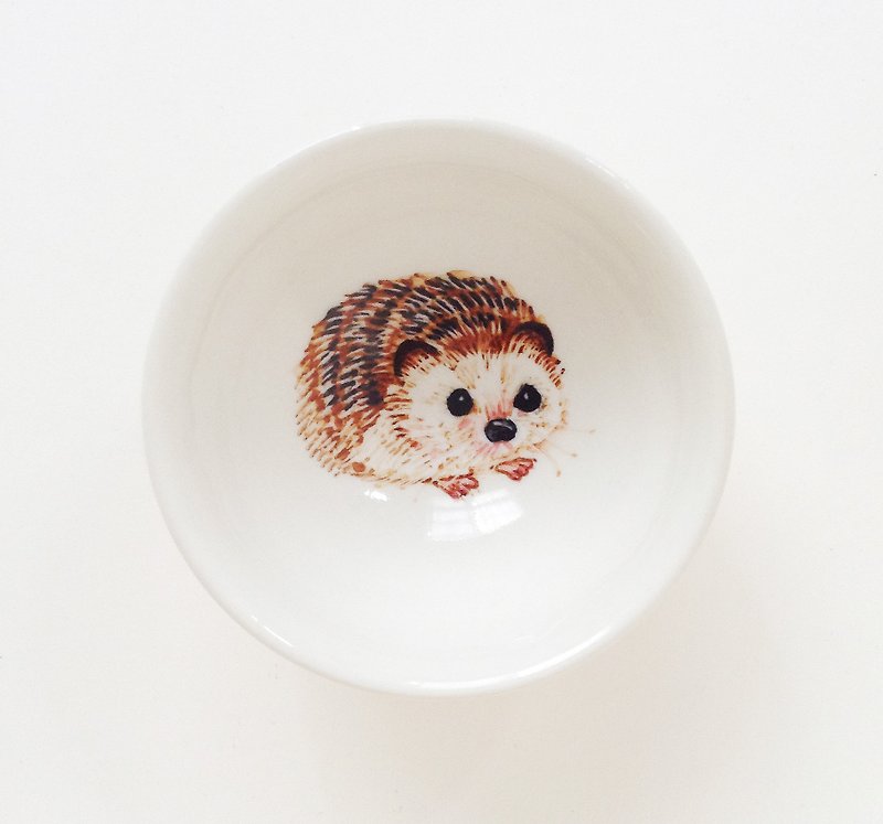Hand-painted small tea cup-hedgehog - ถ้วย - วัสดุอื่นๆ สีนำ้ตาล