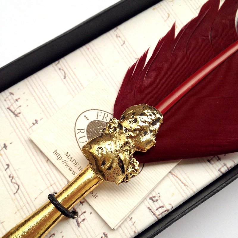 MOZ/25 莫札特羽毛金屬筆桿沾水筆禮盒 | Francesco Rubinato - 沾水筆 - 其他金屬 紅色
