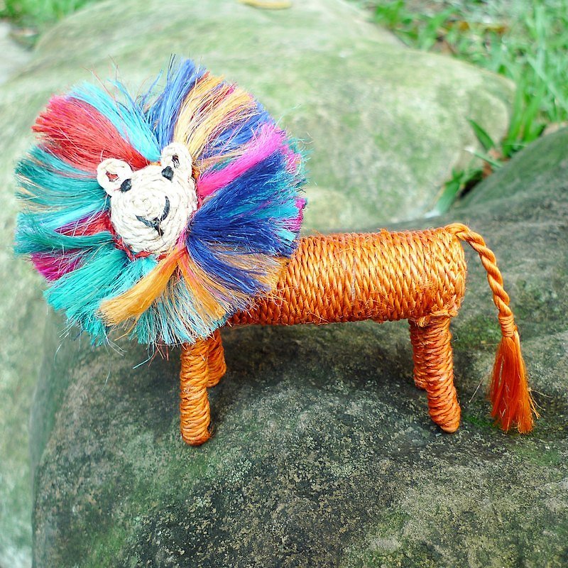 jute animal-rainbow lion_Fair Trade - Kids' Toys - Cotton & Hemp Multicolor