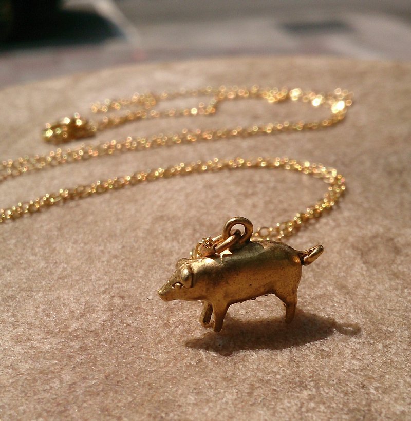 vintage小豬仔項鍊 - Necklaces - Other Metals Gold