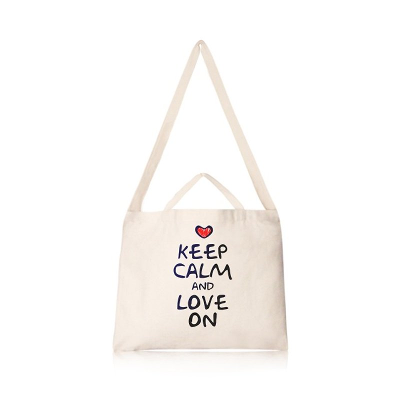 KEEP CALM and Love On cultural and creative style horizontal canvas bag - Clutch Bags - Other Materials Khaki