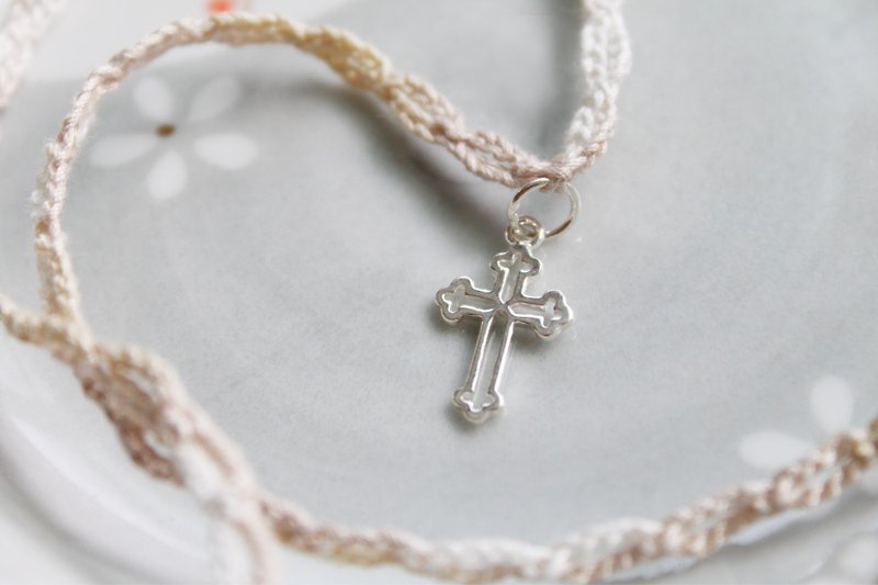 Sterling silver. Cross. Woven Necklace - Necklaces - Other Materials Multicolor