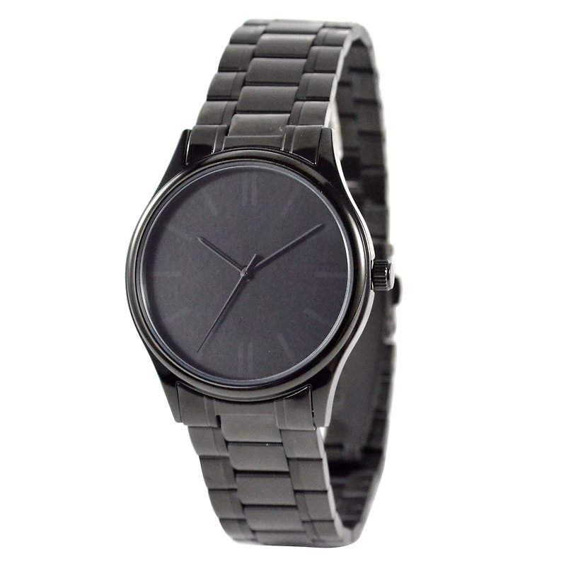隱約手錶(黑色) 配鋼帶 黑錶針 - 女裝錶 - 其他金屬 黑色