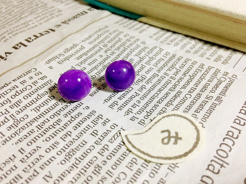 【 耳環 】梓學姊的秘密*可改夾式 - 耳環/耳夾 - 塑膠 紫色