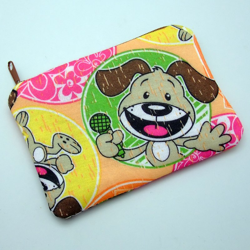 拉鍊零錢包/卡片包/鑰匙包/耳機包 (可愛的小狗b) (ZS-105b) - 散紙包 - 棉．麻 多色
