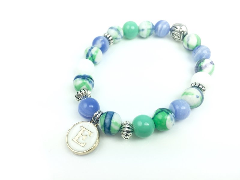 "Purple, green and white rendering Caizhu x alloy letter Charm" - Bracelets - Other Materials Green