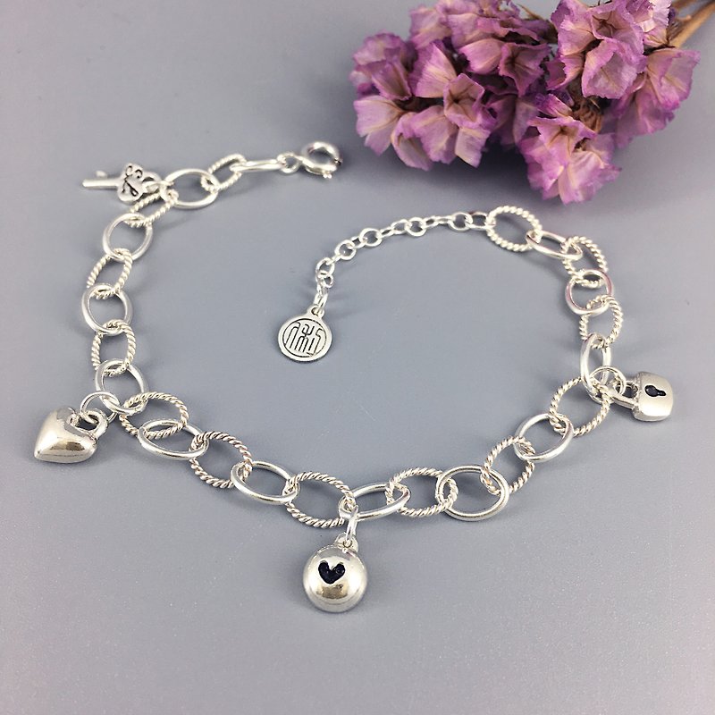 s925 sterling silver bracelet-Love your heart - สร้อยข้อมือ - เงินแท้ สีเงิน