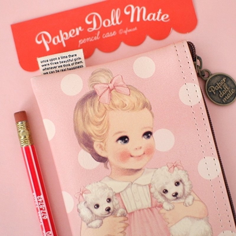 South Korea【Afrocat】paper doll mate pencil case5〈Julie〉Pencil case storage - ดินสอ - หนังแท้ สึชมพู