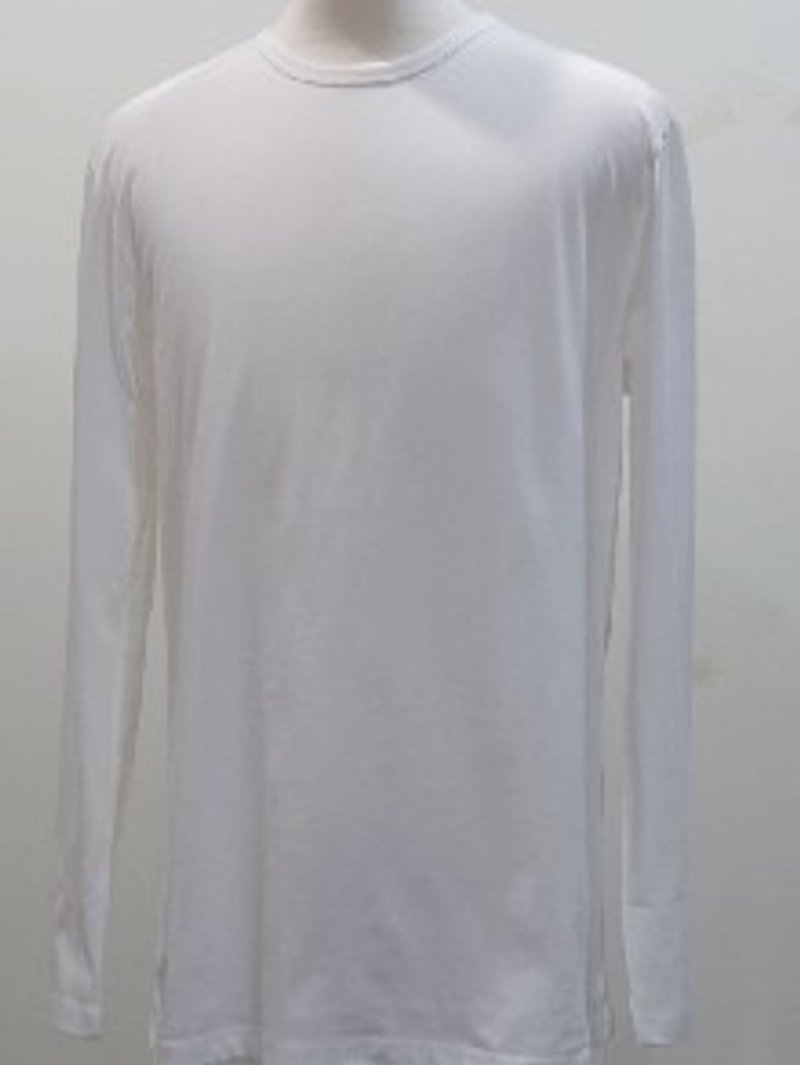 Gain Giogio2014 Pure Color Men's Long Sleeve 100% Organic Cotton T (Refined White) - เสื้อยืดผู้ชาย - ผ้าฝ้าย/ผ้าลินิน ขาว