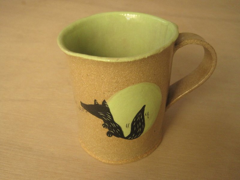 DoDo Handmade Whispers. Animal Silhouette Series-Fox Dialogue Cup (Green) - Cups - Pottery Green