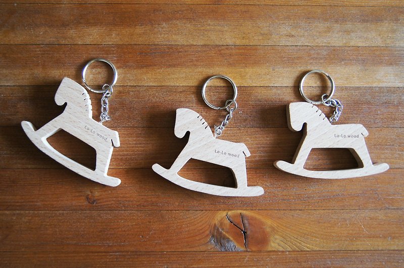 Three hundred strong man mouth basket horse key ring - Keychains - Wood Red