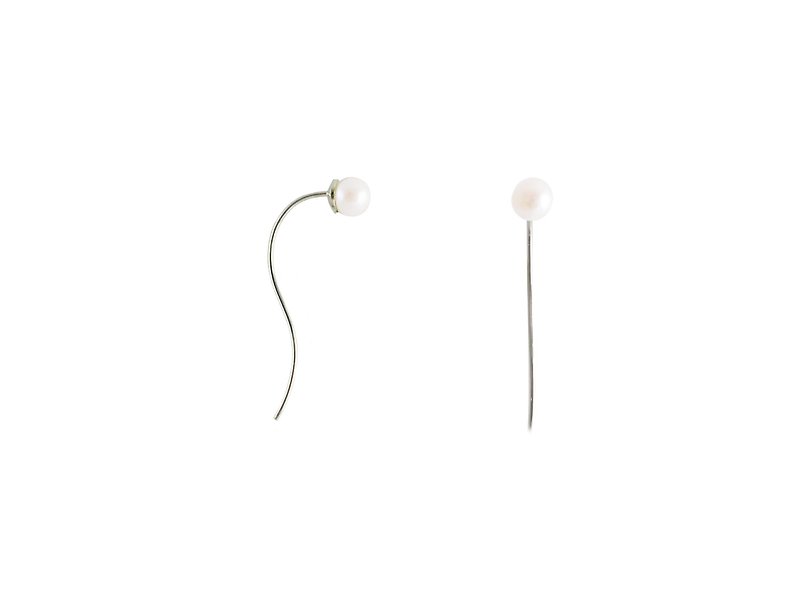 Snow White Pearl Wave Earrings DENEB - Earrings & Clip-ons - Gemstone Silver