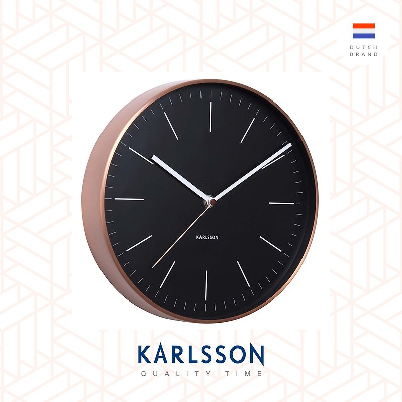 Karlsson, Wall clock Minimal black w.copper case - Clocks - Other Metals Black