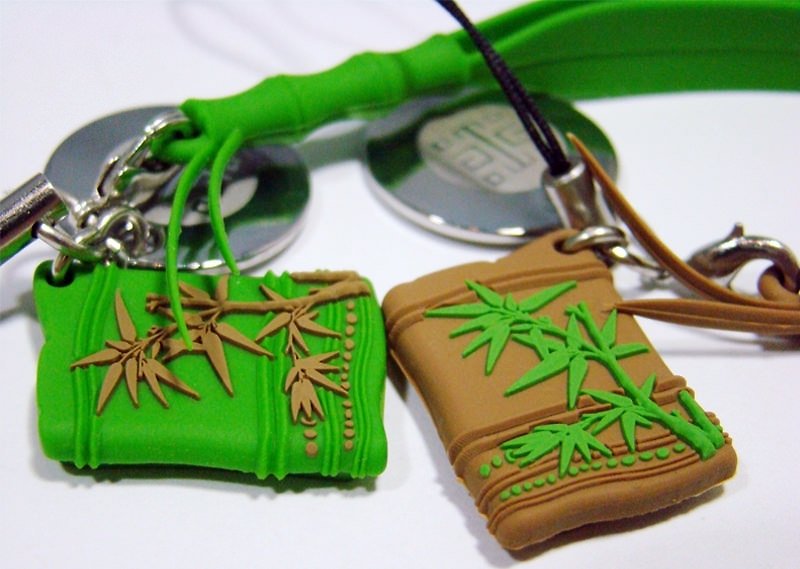 竹節硯形吊飾 - 鑰匙圈/鑰匙包 - 矽膠 綠色