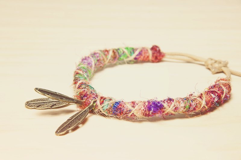 Leaf Sari Thread Bracelet (Adjustable) - Bracelets - Other Materials 