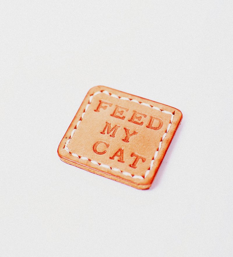 Remember to feed the cat-a leather magnet. gift - Magnets - Genuine Leather 