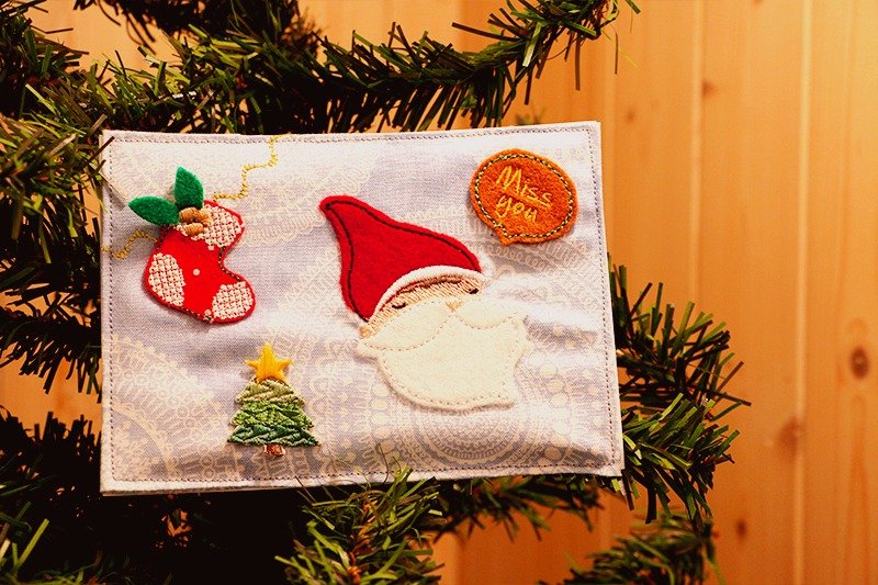 コレクション/ギフト/クリスマス新年 -  [刺繍ポストカードクリスマスサンタクロースはあなたを欠場します] - はがき・メッセージカード - その他の素材 ピンク