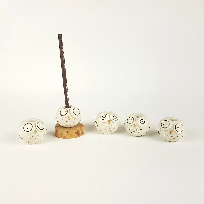 フクロウペンホルダー・歯ブラシホルダー - 花瓶・植木鉢 - 磁器 ホワイト