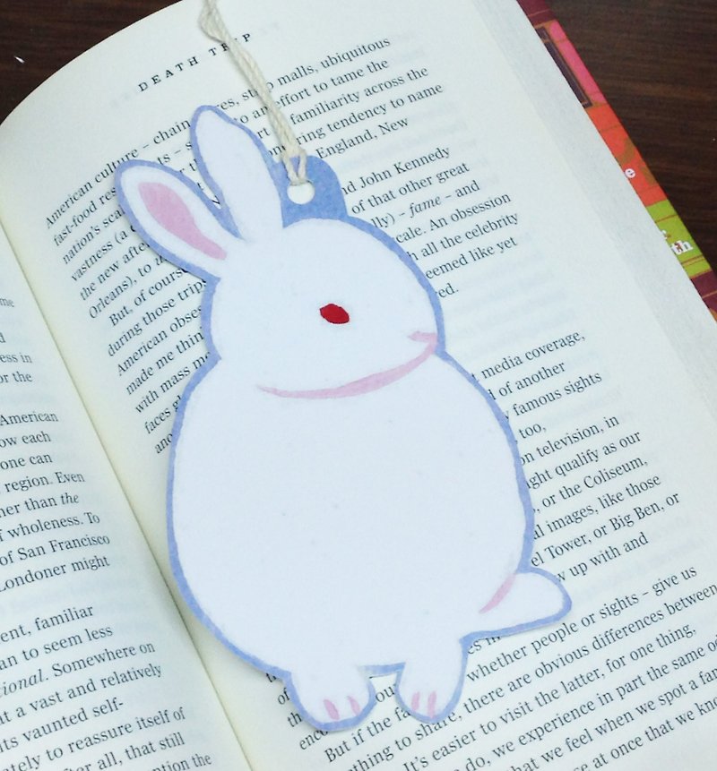 兔子 書籤 丙烯 手繪 - 書籤 - 紙 藍色