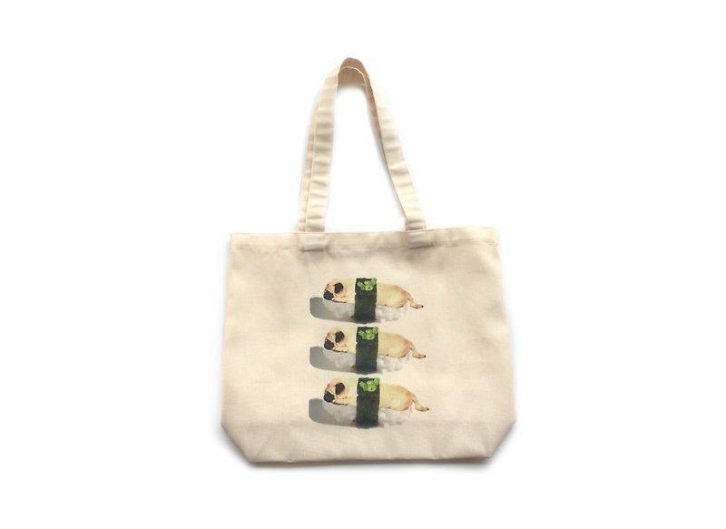 [YONG] 壽司勇巴哥購物袋 - 側背包/斜背包 - 棉．麻 白色