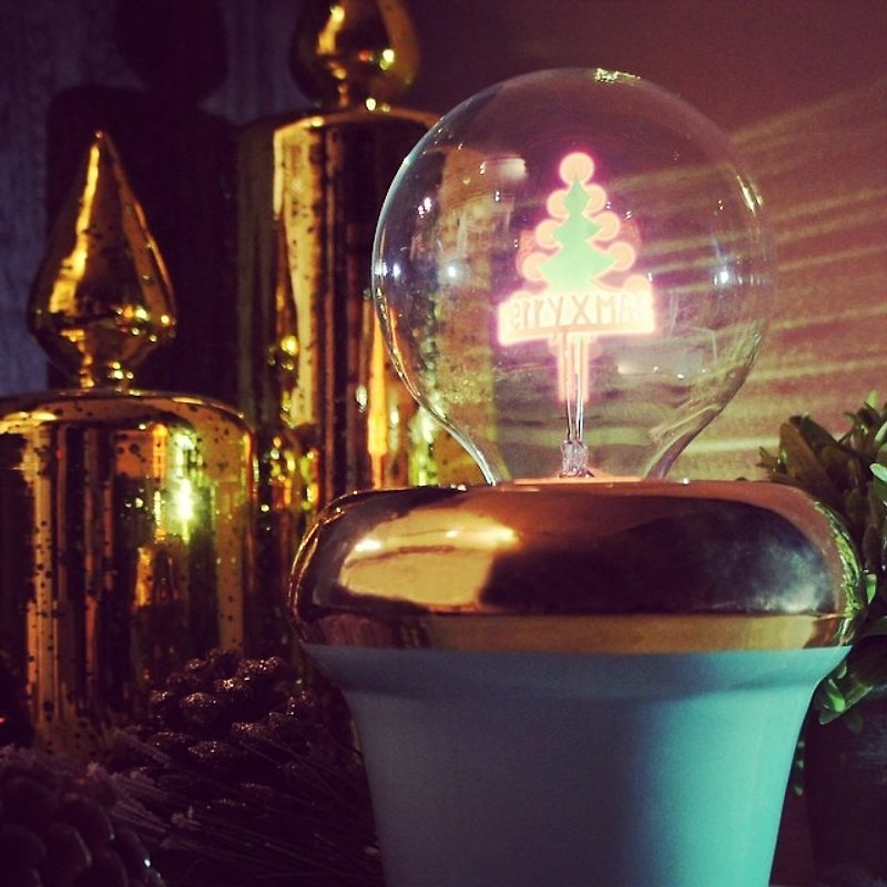 DarkSteve「演活生命」- 盆栽小夜燈 - 含1個聖誕快樂球燈泡 Edison-Style 愛迪生燈泡 - 燈具/燈飾 - 其他材質 白色